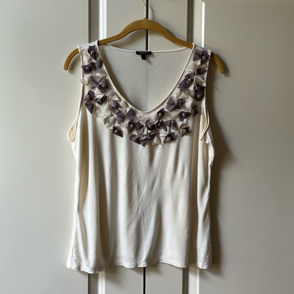 TALBOTS Cream and Taupe Decorative Tank Shell size medium